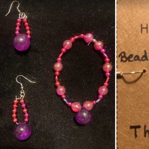 Handmade bubble beaded earrings and bracelet